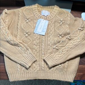 NWT Audrey Parks x Francesca’s Beige Cable Knit Sweater